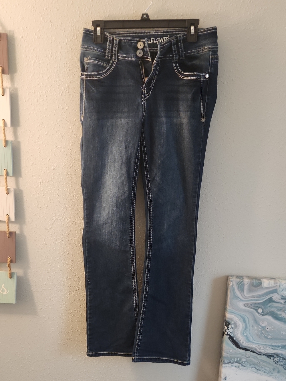 Wallflower Dark Blue Straight-Leg Jeans